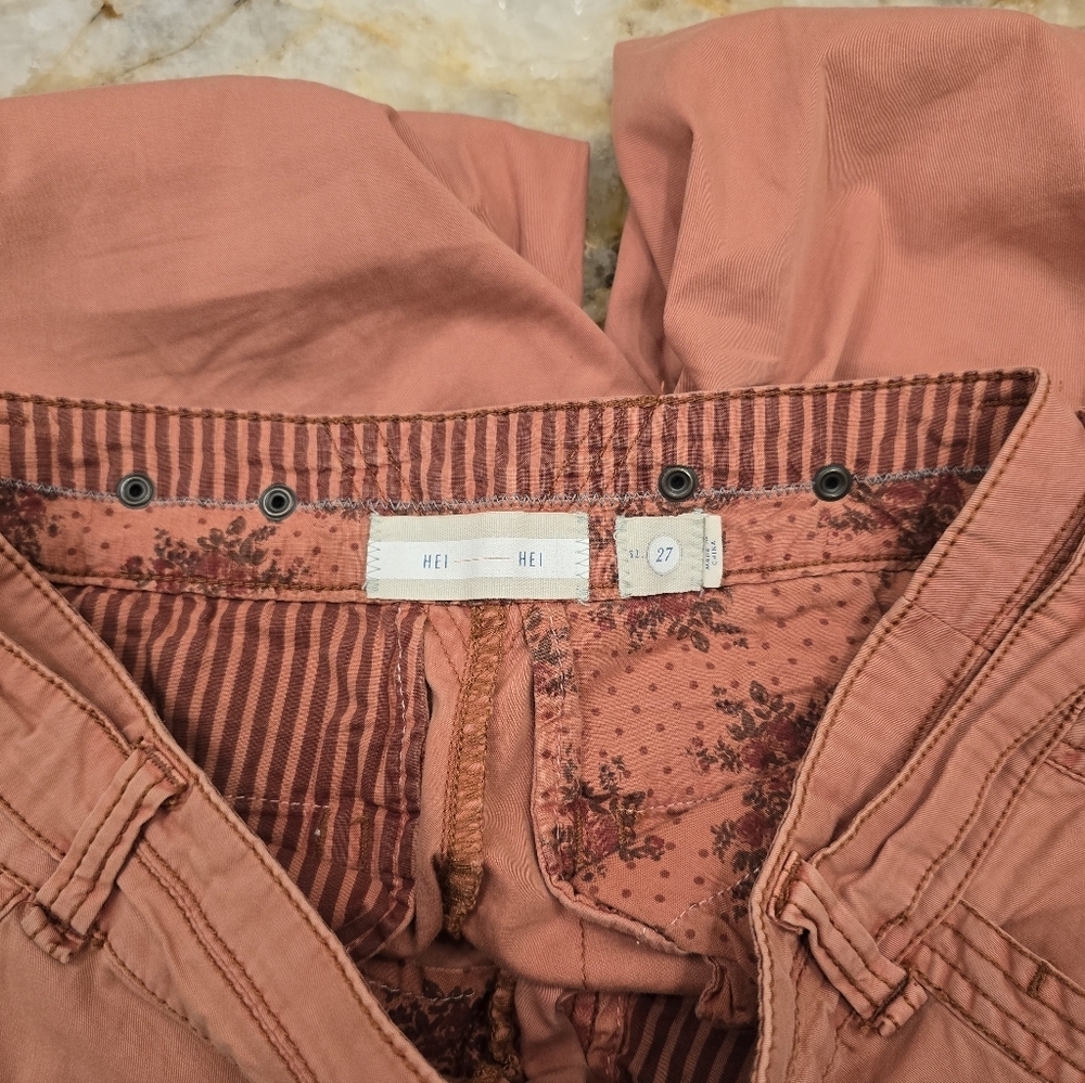 Anthropologie Hei Hei Cropped Wide Leg Pants Salmon Size 27 - Picture 4 of 7